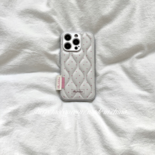 SHERRY*ins风电镀银白羽绒粉色波点适用于苹果17ProMax手机壳iPhone16Pro小众少女心15简约14高级13温柔清新