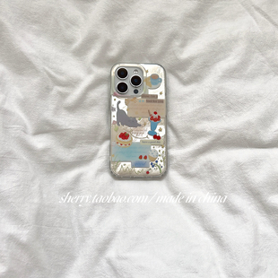 ins风草莓冰淇淋蛋糕可爱猫咪夏适用于苹果16ProMax手机壳iPhone15Pro小众少女心14简约13小清新卡通 SHERRY