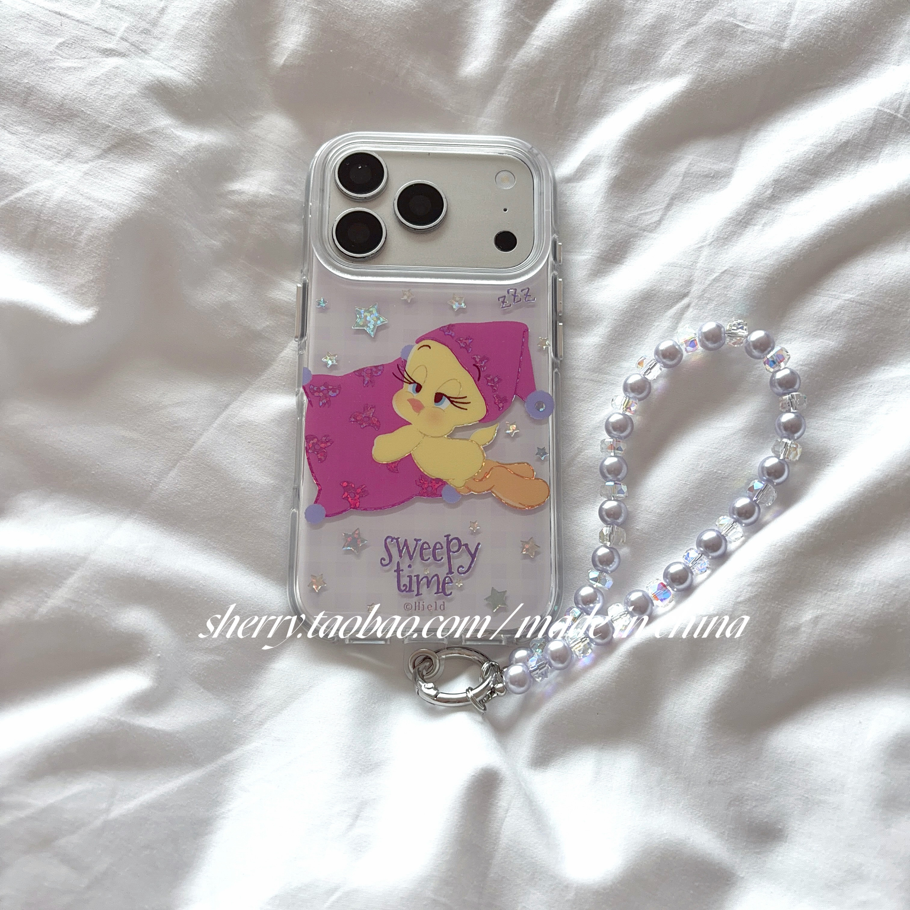 SHERRY*ins风紫底玫粉枕头睡帽崔弟适用于苹果17ProMax手机壳iPhone16Pro小众少女心15简约14小清新卡通可爱