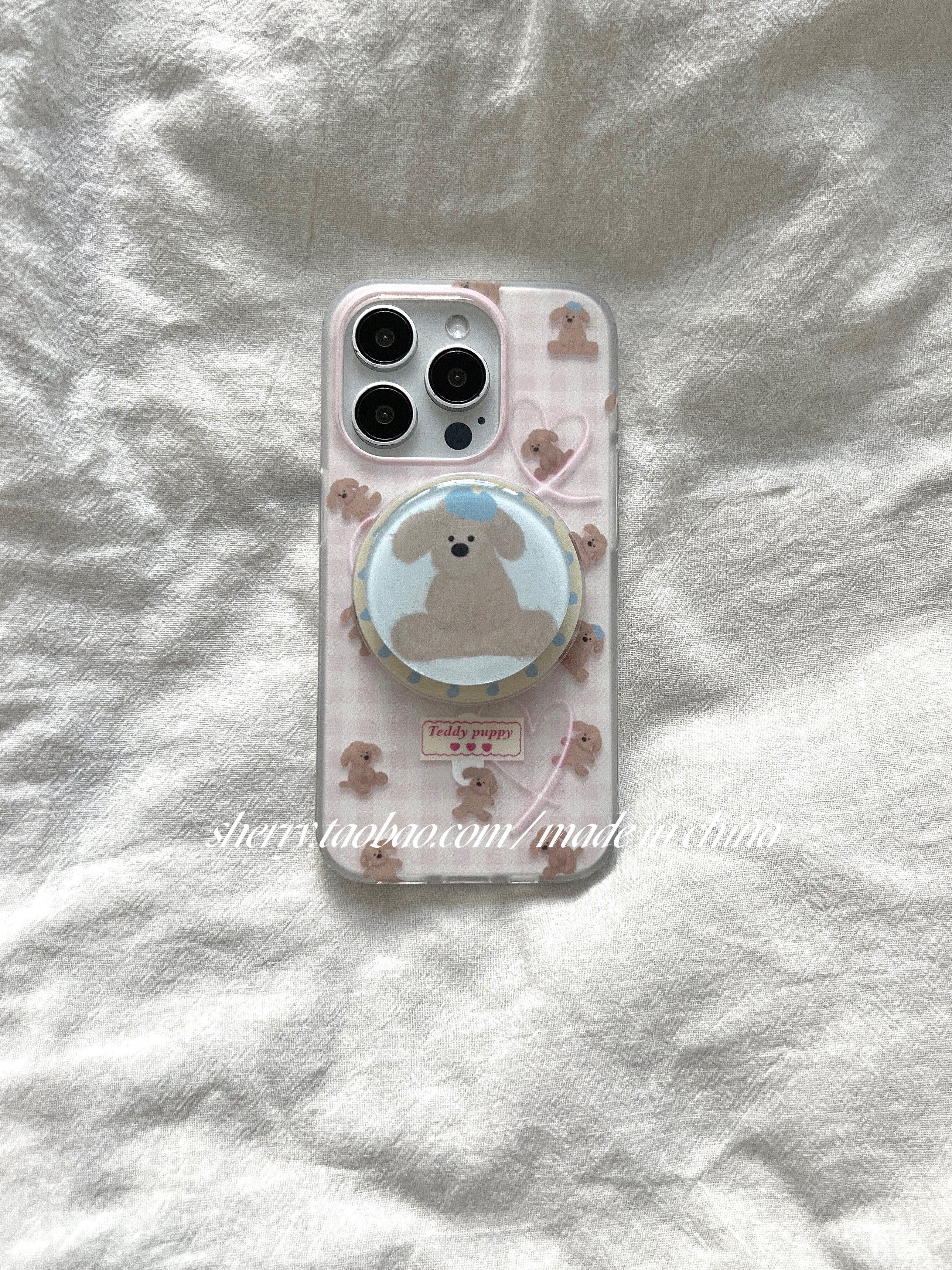 SHERRY*ins可爱清新粉格子狗狗肤感磨砂磁吸适用于苹果16ProMax手机壳iPhone15Pro小众14卡通13少女心12简约,3C数码配件,手机保护套/壳,淘宝优惠券,粉丝福利购,淘宝优惠卷