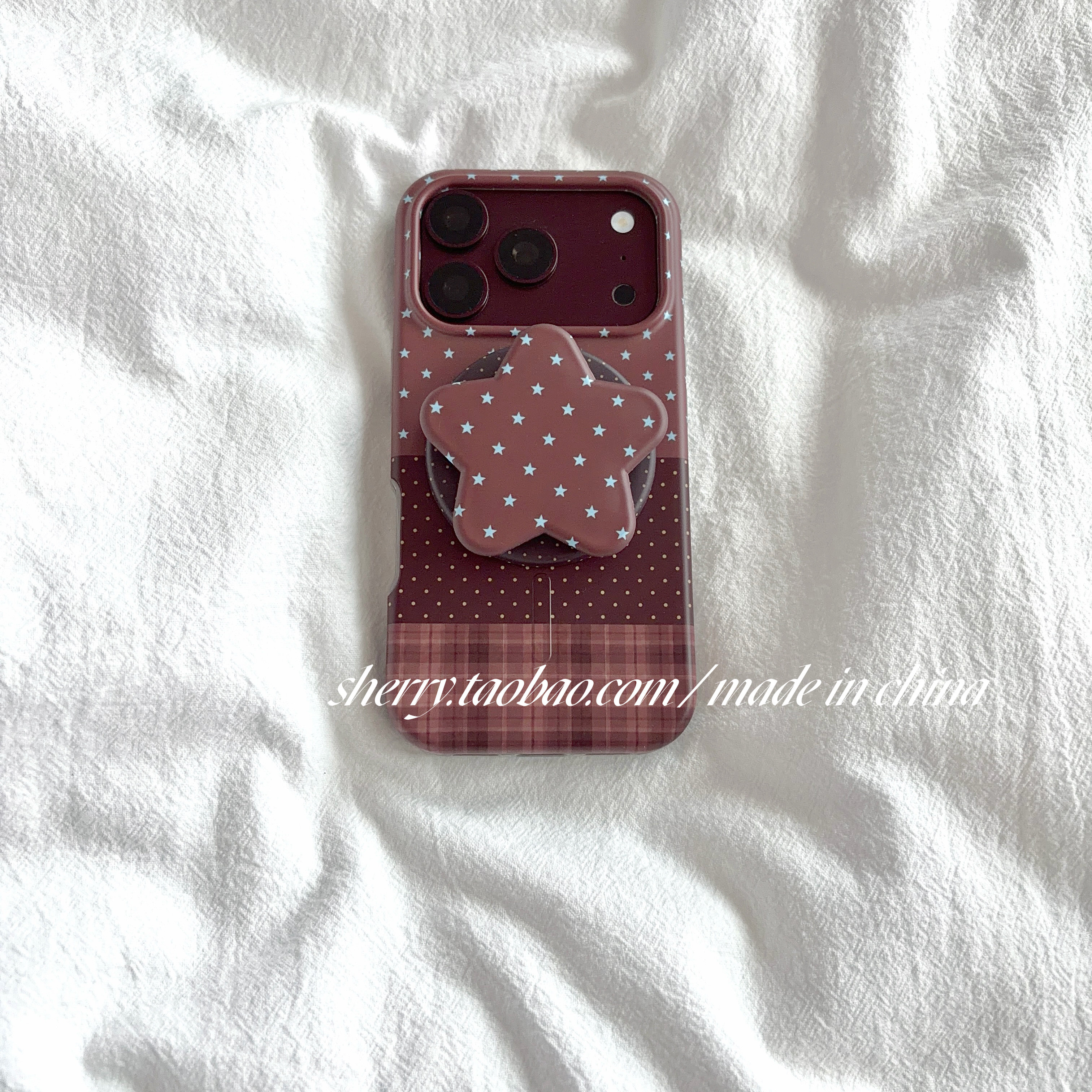 SHERRY*ins风秋冬美拉德棕波点格纹星星磁吸适用于苹果18ProMax手机壳iPhone17Pro小众少女心16简约复古高级
