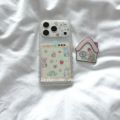 SHERRY*ins风磨砂半透房子小车兔子适用于苹果17ProMax手机壳iPhone16Pro小众少女心15简约小清新卡通可爱