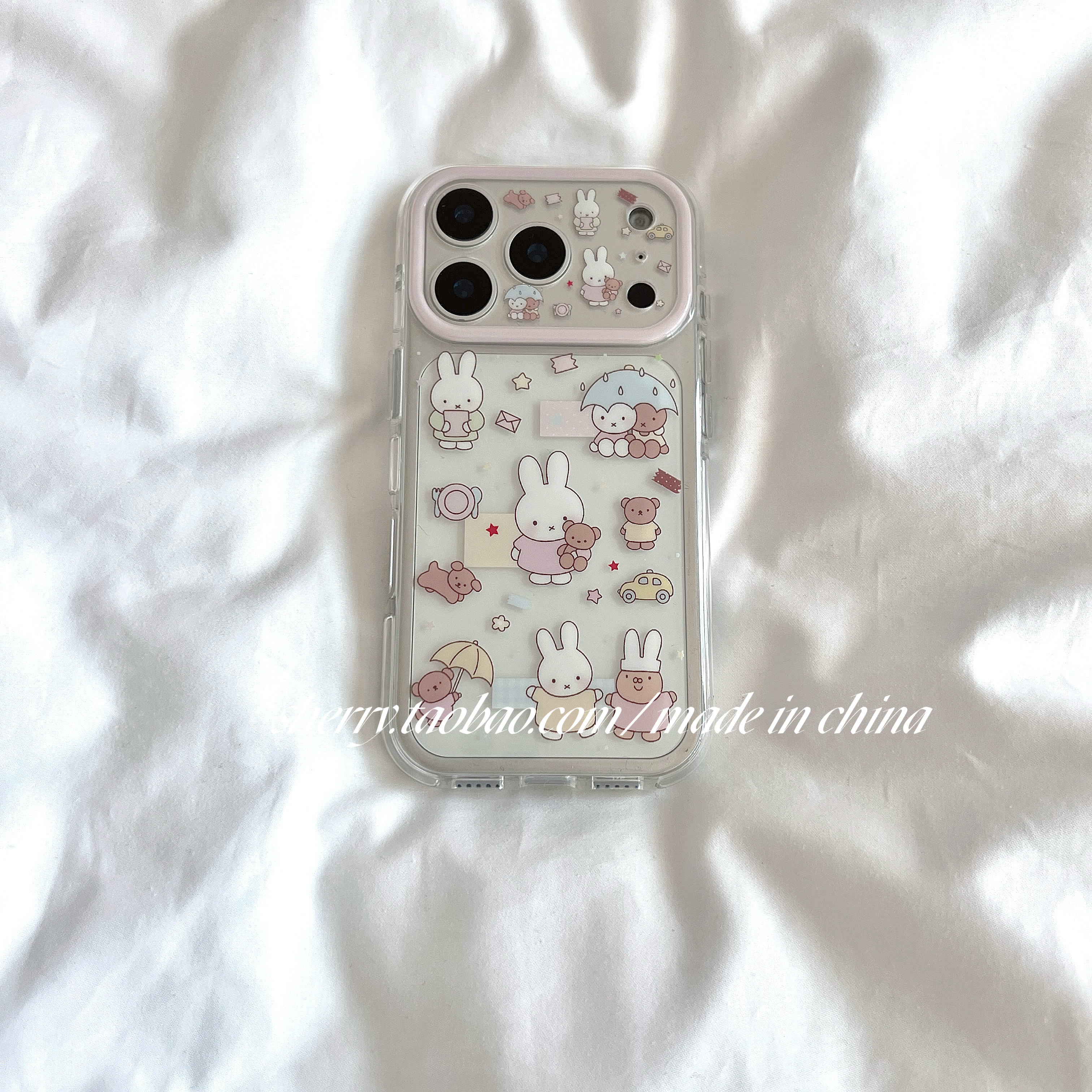 SHERRY*ins风透明雨伞兔子适用于苹果17ProMax手机壳iPhone16Pro小众少女心15简约14小清新卡通可爱软萌