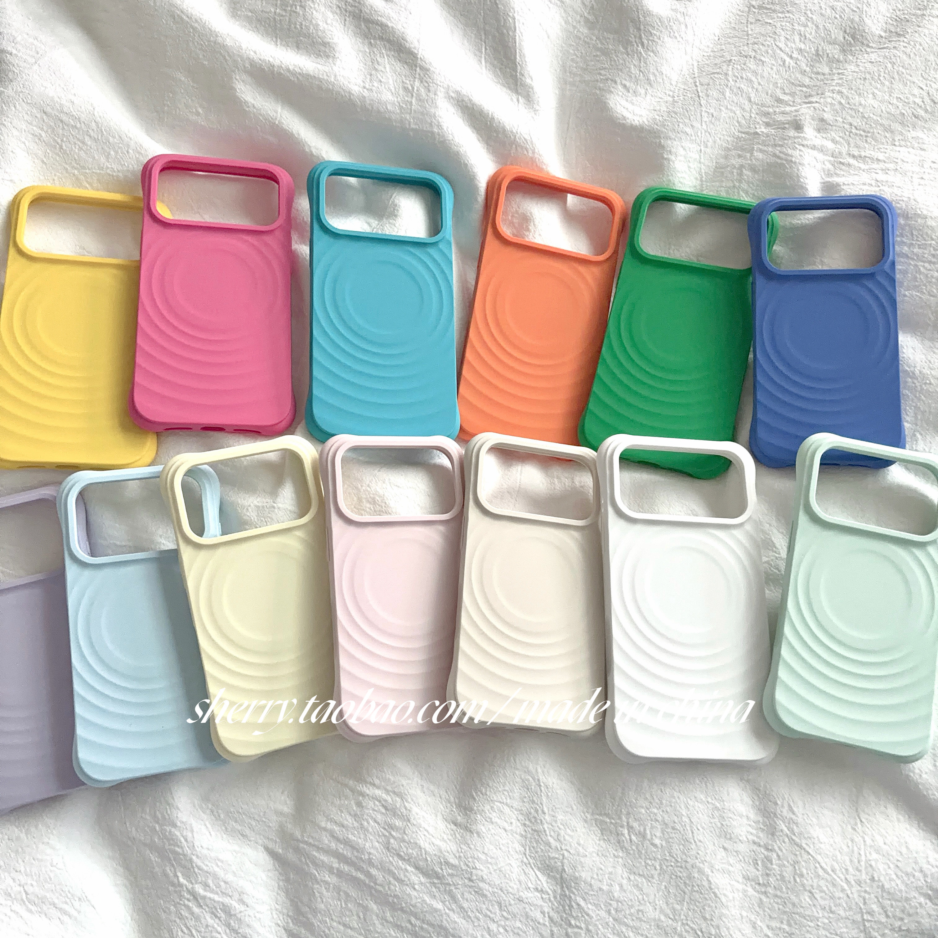 SHERRY*ins风明星同款纯色波漾磁吸硅胶适用于苹果18ProMax手机壳iPhone17Pro小众少女心16简约小清新高级感图片