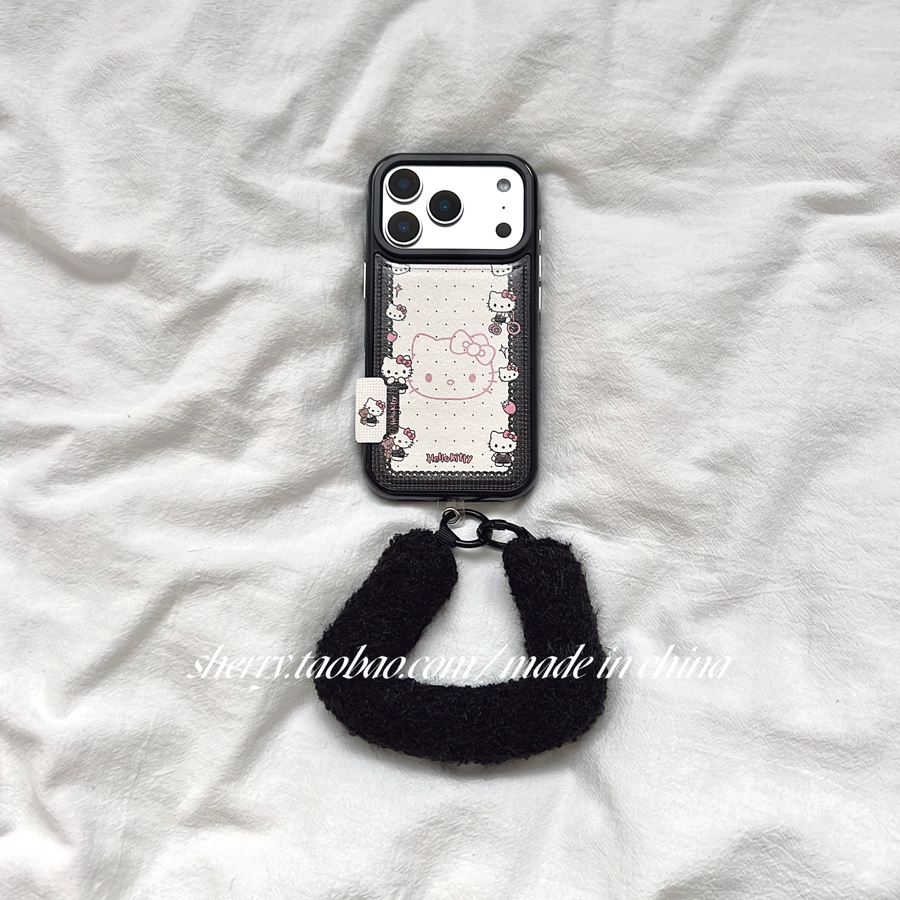 SHERRY*ins风黑色围边小猫仿皮质适用于苹果17ProMax手机壳iPhone16Pro小众少女心15简约14小清新卡通可爱冬,3C数码配件,手机保护套/壳,淘宝优惠券,粉丝福利购,淘宝优惠卷