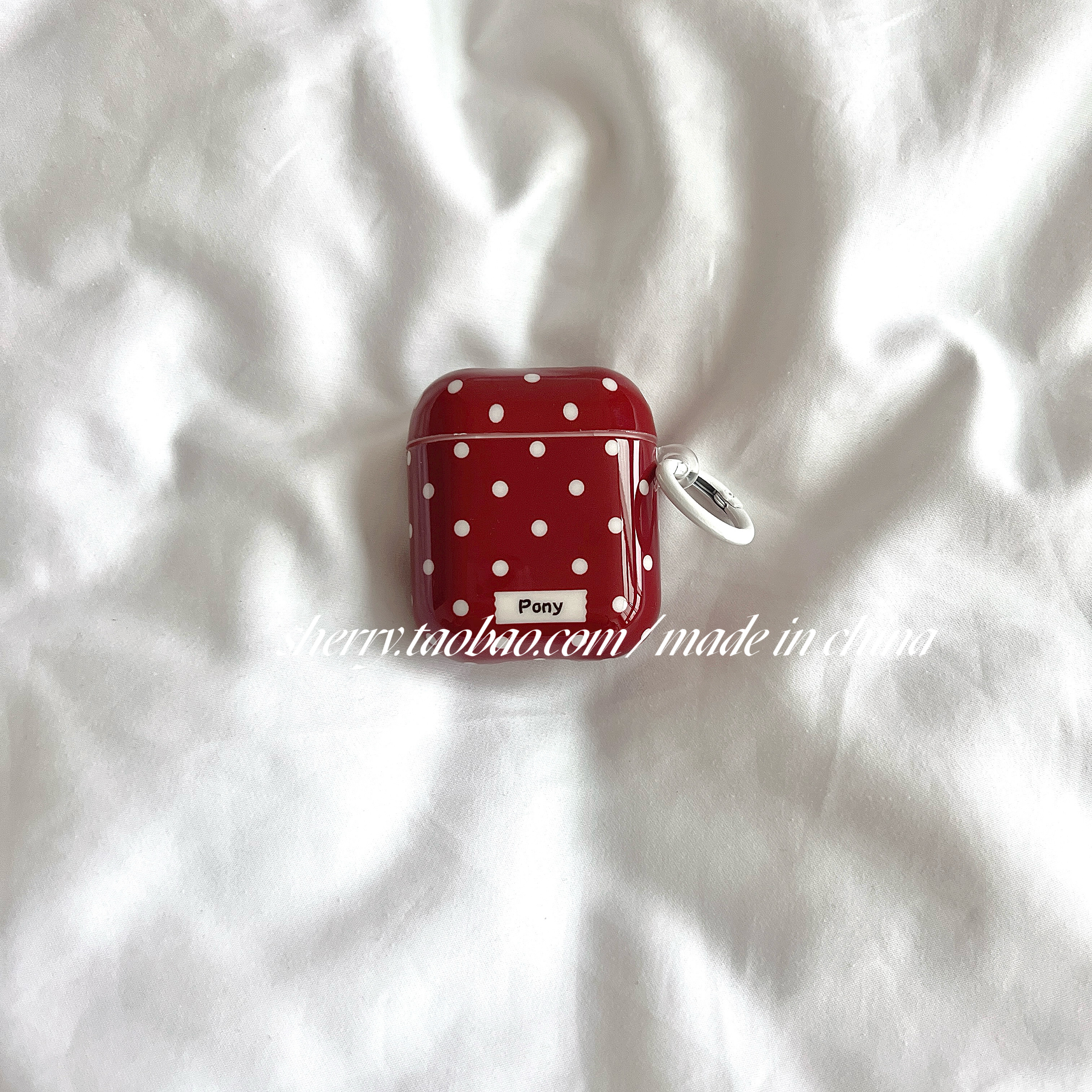 SHERRY*ins风红底白波点适用于airpods1/2/4保护套airpodspro保护壳苹果二代耳机壳新3代蓝牙少女心高级感,3C数码配件,耳机保护套,淘宝优惠券,粉丝福利购,淘宝优惠卷