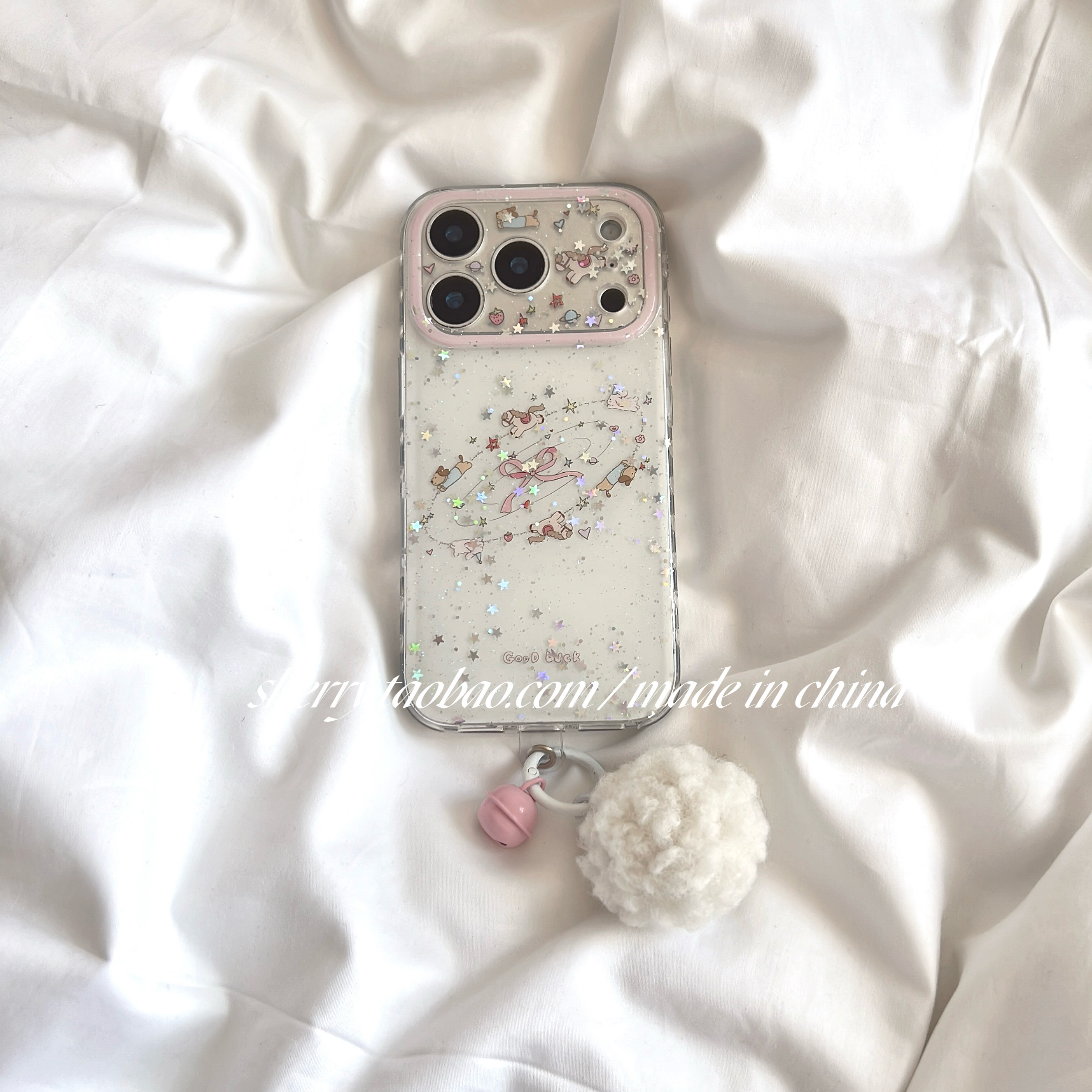 SHERRY*ins风亮片星星环绕小马狗狗适用于苹果17ProMax手机壳iPhone16Pro小众少女心15简约14小清新卡通可爱,3C数码配件,手机保护套/壳,淘宝优惠券,粉丝福利购,淘宝优惠卷