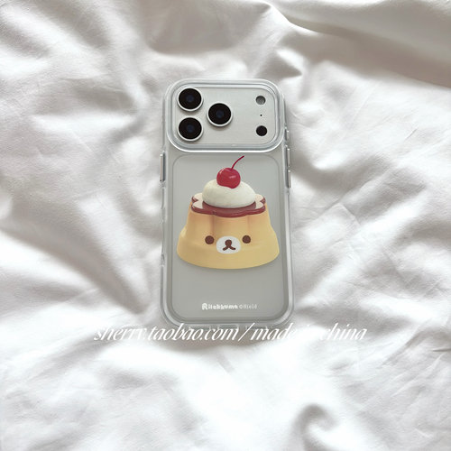 SHERRY*ins风磨砂半透樱桃布丁小熊适用于苹果17ProMax手机壳iPhone16Pro小众少女心15简约14小清新卡通可爱