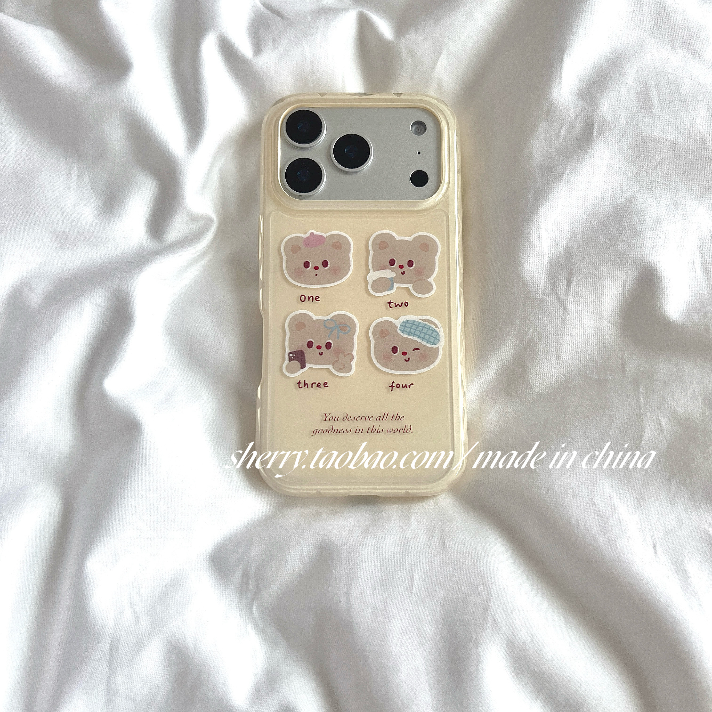 SHERRY*ins风恼火小熊头像软壳适用于苹果17ProMax手机壳iPhone16Pro小众少女心15简约14小清新卡通可爱萌