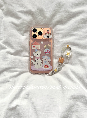 SHERRY*ins风半透磨砂野餐斑点狗狗适用于苹果17ProMax手机壳iPhone16Pro小众少女心15简约14小清新卡通可爱