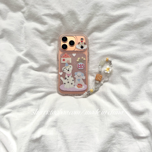 SHERRY ins风半透磨砂野餐斑点狗狗适用于苹果17ProMax手机壳iPhone16Pro小众少女心15简约14小清新卡通可爱