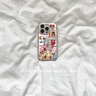 ins风可爱漫画格子快乐女孩适用于苹果16ProMax手机壳iPhone15Pro小众少女心14简约13小清新卡通夏日 SHERRY