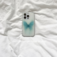 SHERRY*ins风温柔梦幻蓝绿色蝴蝶高级感适用于苹果16ProMax手机壳iPhone15Pro小众少女心14简约13小清新卡通