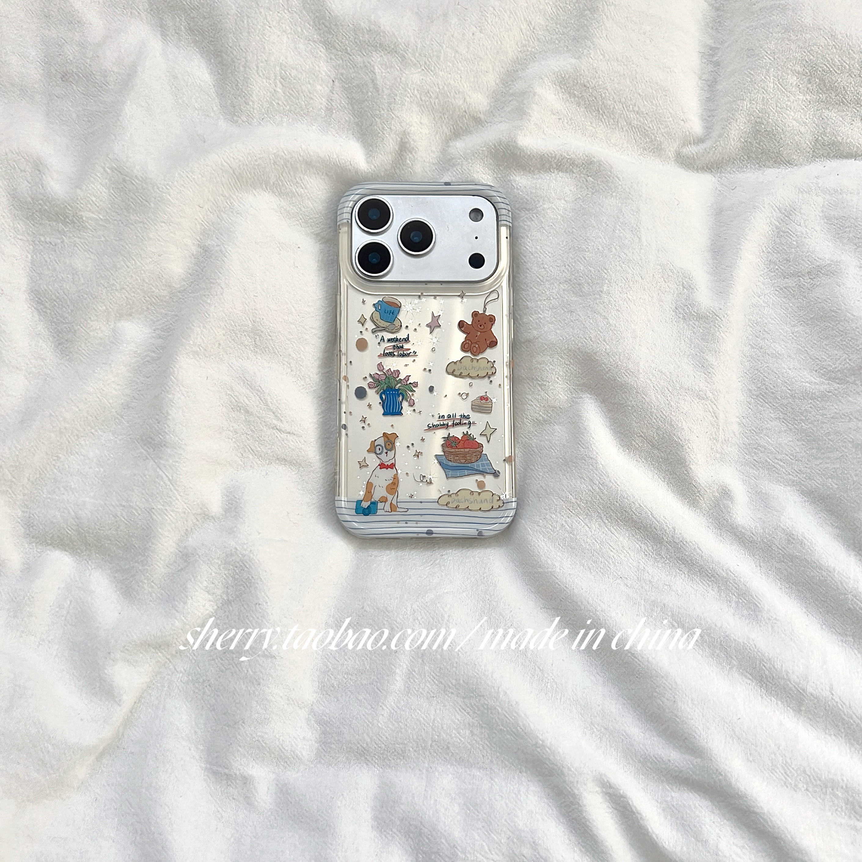 SHERRY*ins风银色流星花瓶狗狗适用于苹果17ProMax