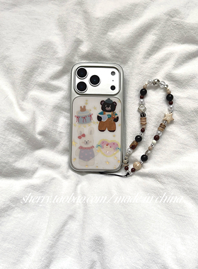 SHERRY*ins风电镀银爱心黑熊白兔适用于苹果17ProMax手机壳iPhone16Pro小众少女心15简约14小清新卡通可爱萌