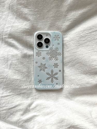 SHERRY温柔蓝色闪粉雪花手机壳