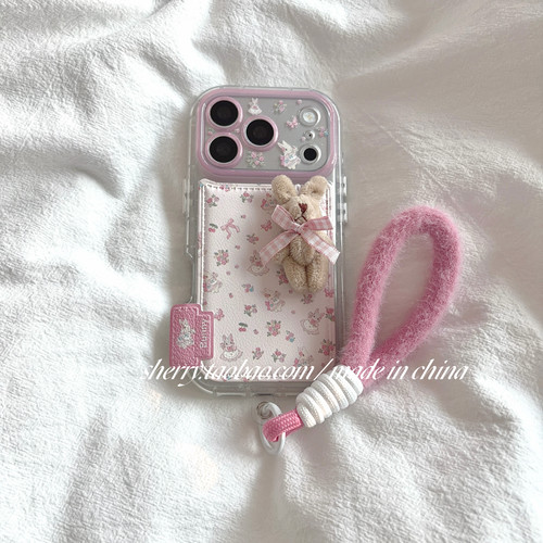 SHERRY*ins风粉色小碎花樱桃立体蝴蝶结兔子适用于苹果18ProMax手机壳iPhone17Pro小众少女心16卡通可爱萌