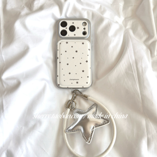 SHERRY*ins风皮质白满屏星星高级感适用于苹果17ProMax手机壳iPhone16Pro小众少女心15简约14小清新卡通可爱
