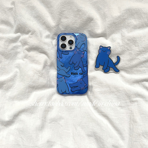 SHERRY夏日克莱因蓝可爱猫手机壳