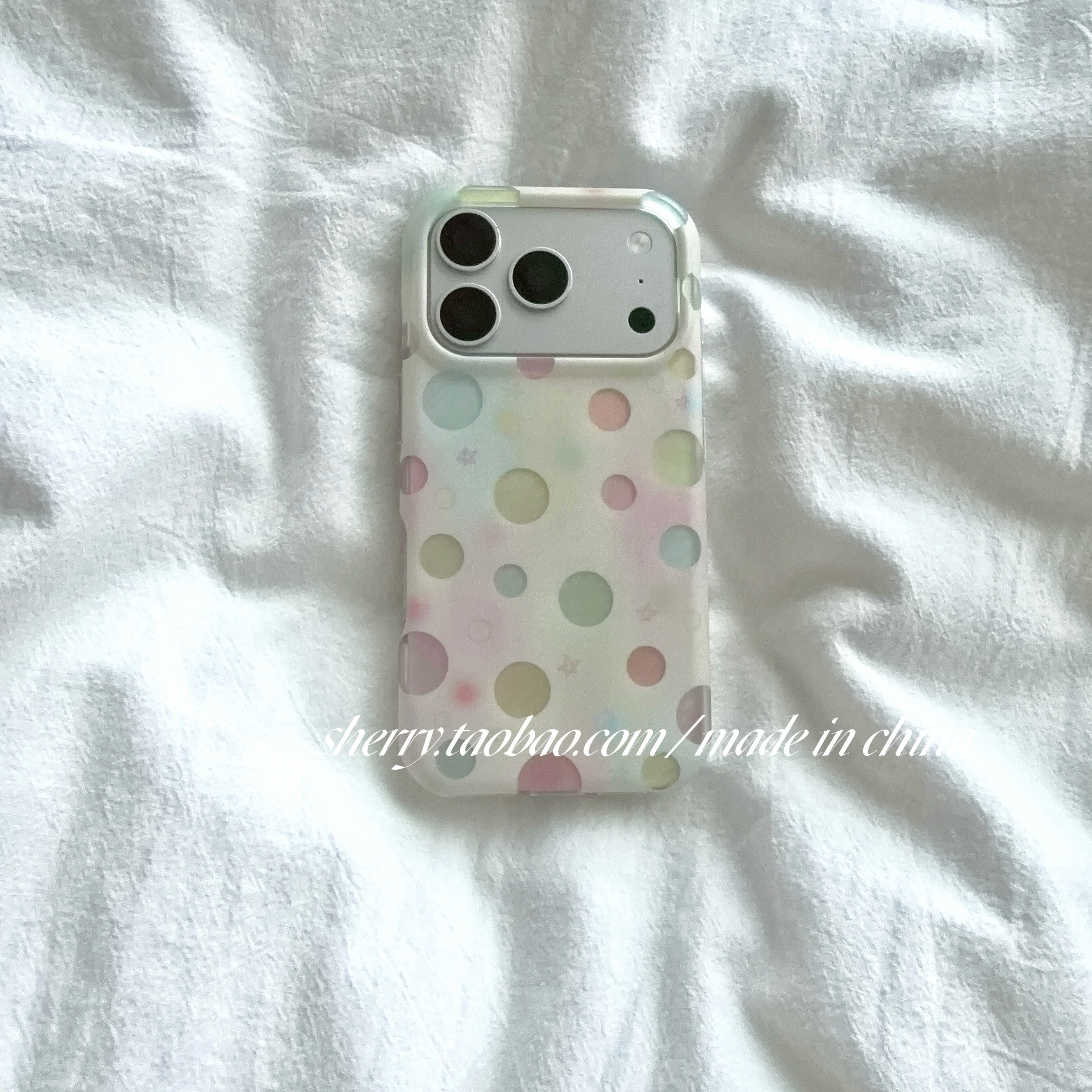 SHERRY*ins风彩色晕染波点肤感磨砂适用于苹果18ProMax手机壳iPhone17Pro小众少女心16简约小清新卡通可爱夏图片