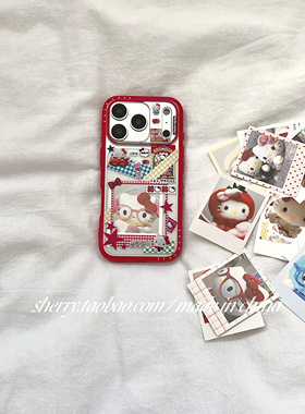SHERRY*ins风甜酷可爱红色透明相框kt猫适用于苹果17ProMax手机壳iPhone16Pro小众少女心15简约14小清新可爱