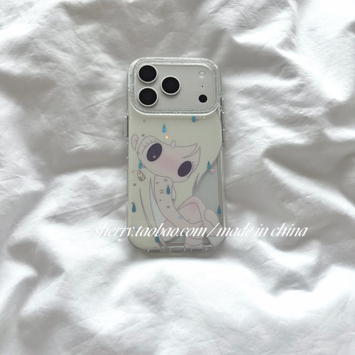 SHERRY*ins风亮片雨点金发大眼女孩适用于苹果17ProMax手机壳iPhone16Pro小众少女心15简约14小清新卡通可爱