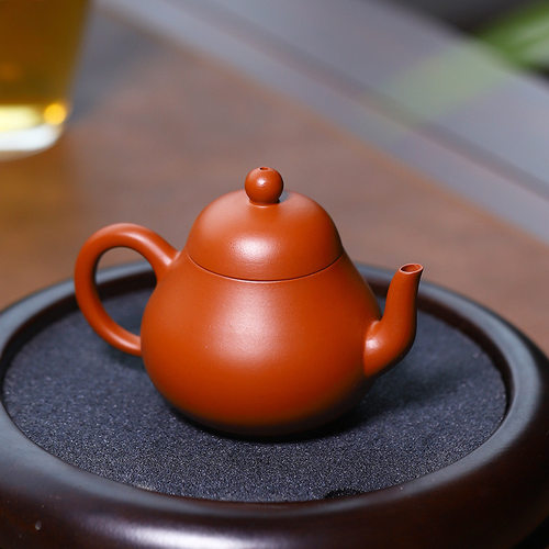 大耳梨形壶宜兴紫砂壶朱泥手工茶壶90ml迷你梨形功夫茶具泡茶壶