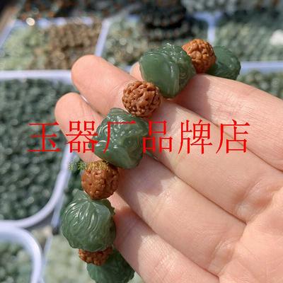老坑和田玉湖水绿醒狮手串瑞狮跃动祥瑞绵延散珠糖玉配饰珠串男款