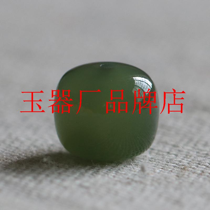 老坑和田玉散珠湖水绿桶珠老型珠子文玩配饰玉手串配珠青白玉单珠