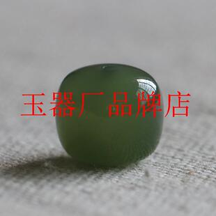 老坑和田玉散珠湖水绿桶珠老型珠子文玩配饰玉手串配珠青白玉单珠