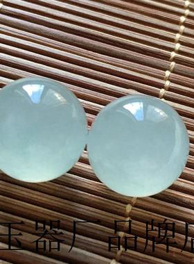 缅甸高冰白月光翡翠色散珠子白冰种透亮圆珠玉珠手串项链配饰一对