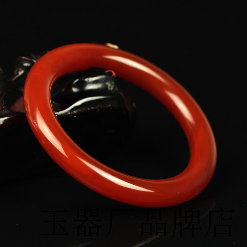 高端精品玉镯子巴西红玛瑙手镯女款圆条细条少女红色旺夫真玉手镯