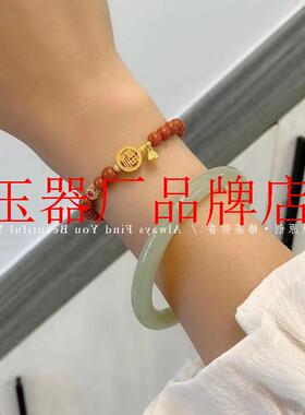 精挑老坑和田玉青白玉镯冰种手镯晴水女饰品清翠色细圆镯手镯送礼