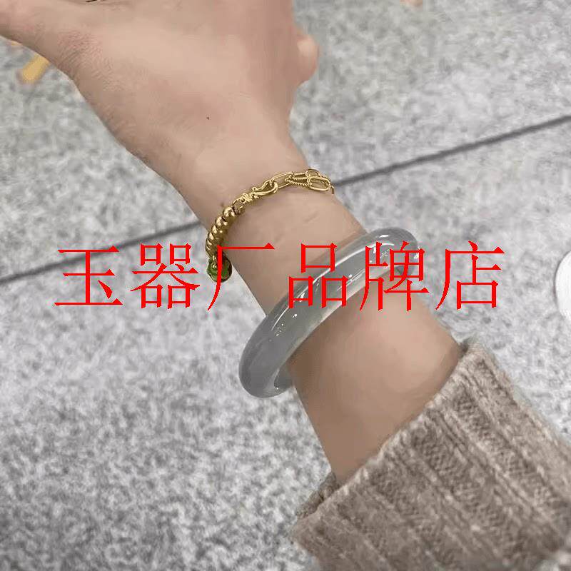 缅甸冰种翡翠色手镯冰透水润阳绿镯子女士晴水贵妃美人镯玉镯送礼