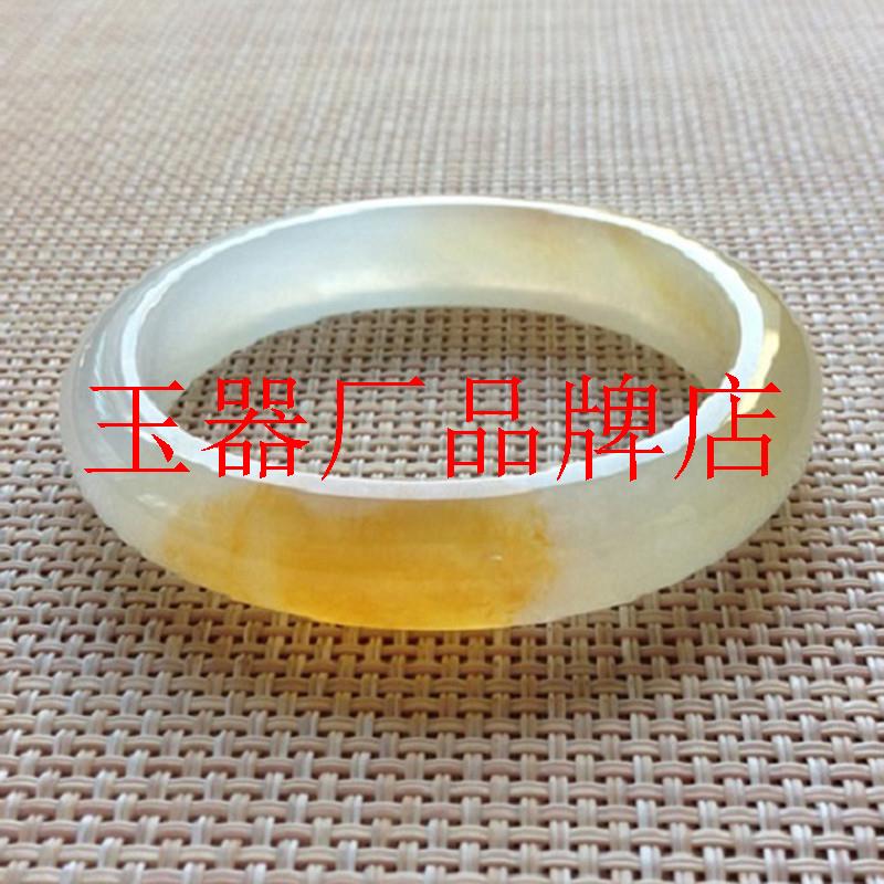 缅甸老坑冰种飘花翡翠手镯女款精品黄翡玉手镯飘花正圈玉石美人镯