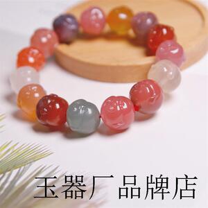 镇店之宝盐源玛瑙珠串七彩色佛头精雕单圈手串保真玉石男女款手链