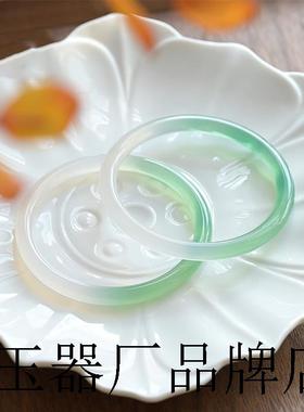 远山黛玉髓蓝水胖圆条手镯少女感玛瑙半山半水玉镯阳绿晴水平安镯