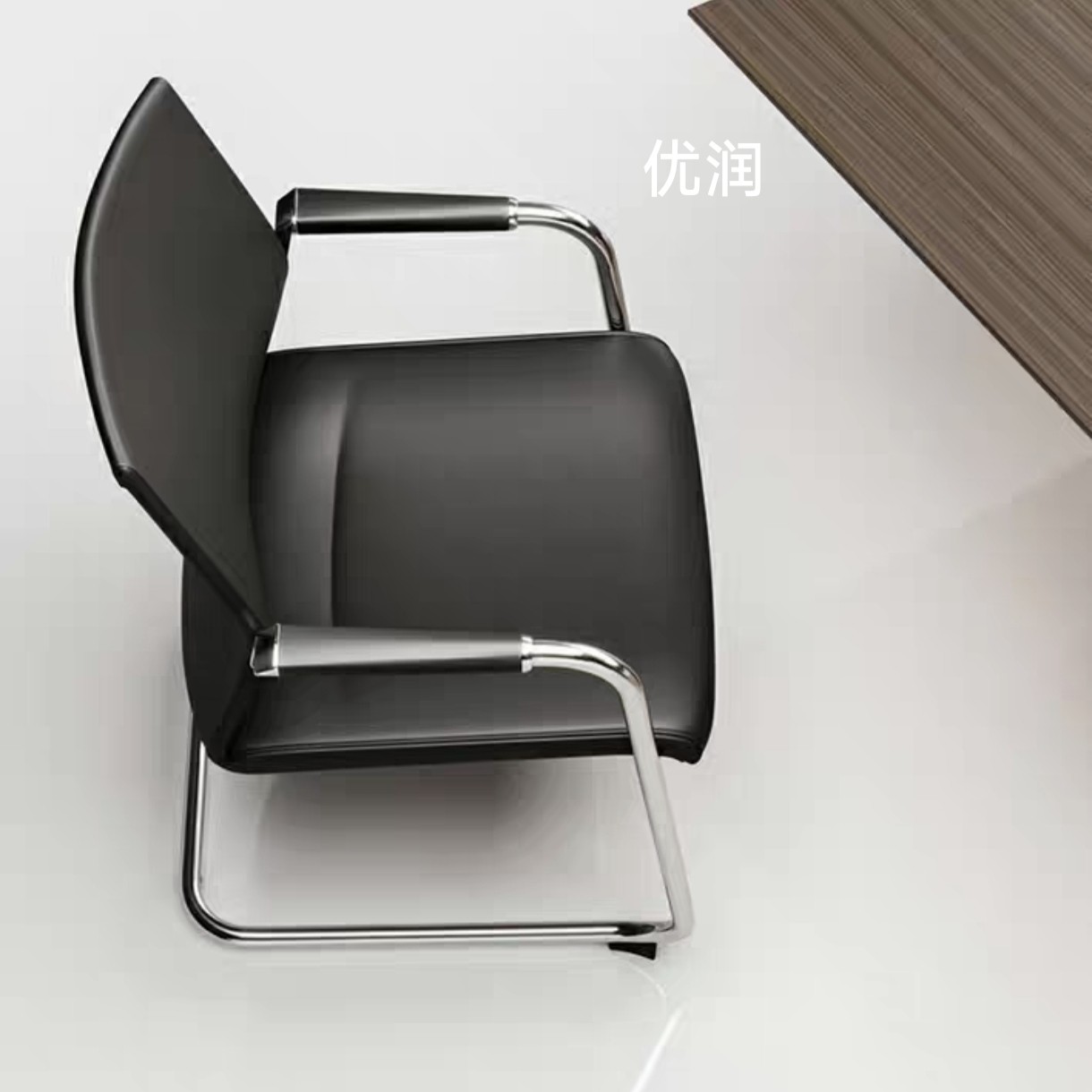 现代简约黑色皮质会议椅不锈钢框架固定扶手办公椅会客椅,商业/办公家具,会议椅/会客椅,淘宝优惠券,粉丝福利购,淘宝优惠卷