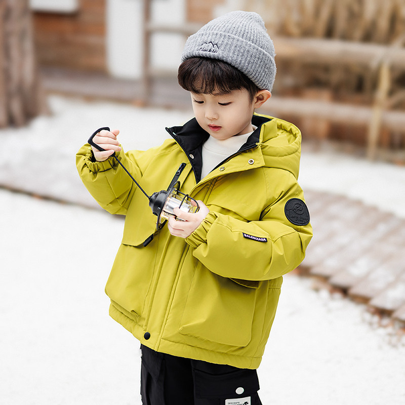 男童加厚棉服外套儿童冲锋衣冬季2025新款夹棉男宝冬装连帽上衣潮