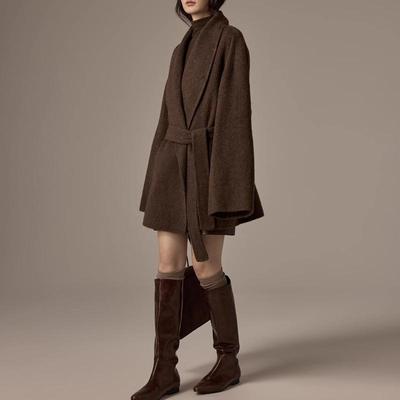 高个子老钱风气质双面毛呢大衣女