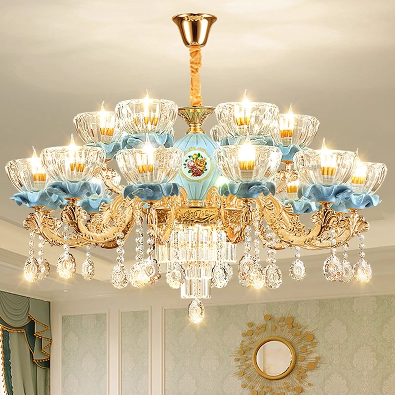 2025新款欧式吊灯客厅大灯奢华大气高端水晶吊顶灯具陶瓷高级感