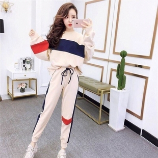 套装学生春秋季两件套女网红休闲卫衣小脚裤子韩版宽松时尚新款女