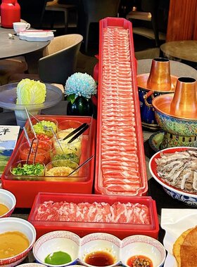 新京喜红色亚克力火锅餐具摆盘