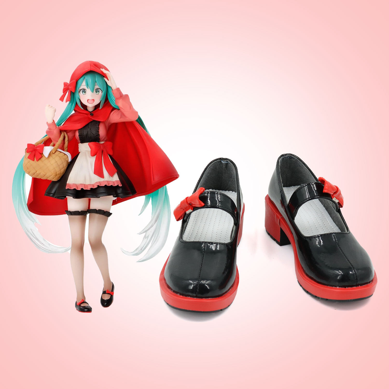VOCALOID 初音未来cos鞋 童话系列 小红帽Ver动漫Cosplay女靴定制