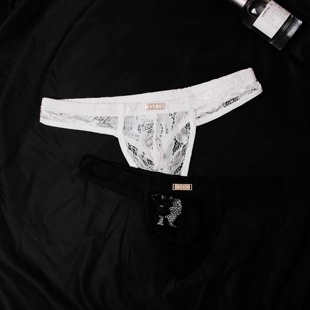 蕾丝网纱网眼透气缕空夏T字****诱惑 低腰性感丁字裤 D.M男士 内裤