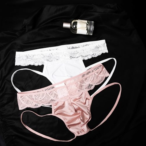 D.M男士内裤蕾丝内裤丁字裤性感低腰网眼透气情趣诱惑双丁夏