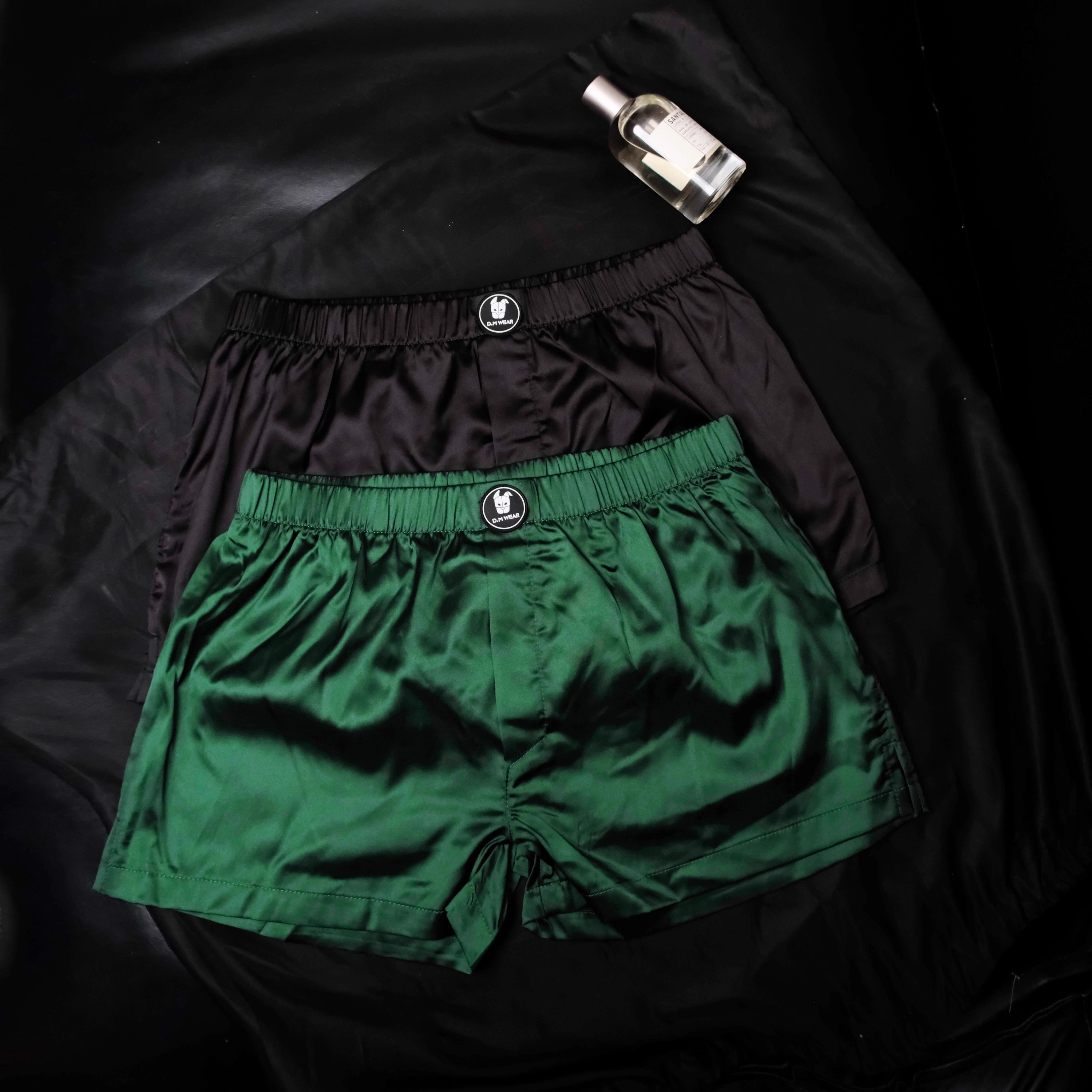 D.M男性感低腰平角裤纯色绸缎丝滑纯色四角短裤阿罗裤家居裤睡裤