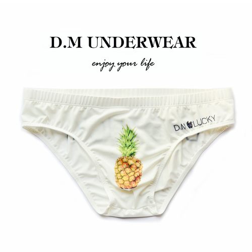 D.M小猫白色三角裤 涤纶冰丝青年卡通潮男内裤运动透气紧身网红