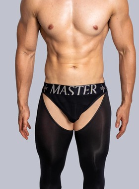 D.M男秋裤低腰性感开叉潮镂空打底个性薄冰丝滑透明长裤秋冬保暖