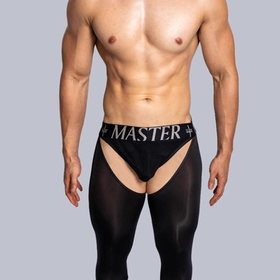 D.M男秋裤低腰性感开叉潮镂空打底个性薄冰丝滑透明长裤秋冬保暖